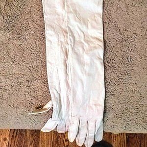 Leather Cocktail Gloves small size white VINTAGE